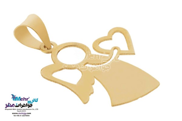 نمای دوم آویز طلا - طرح فرشته و قلب