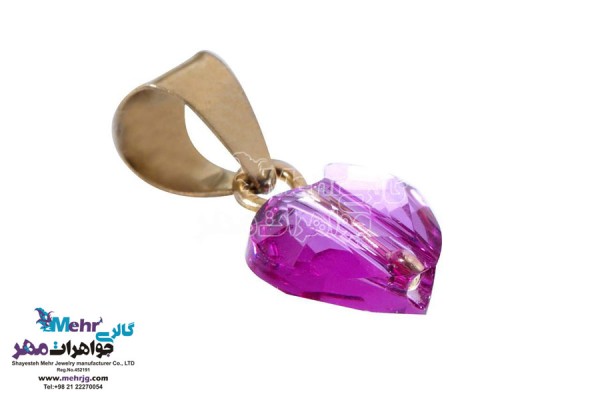 نمای دوم آویز طلا - سنگ سواروسکی قلب