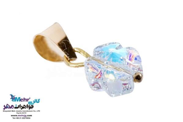 نمای دوم آویز طلا - سنگ سواروسکی گل