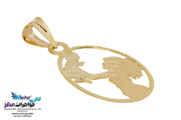 نمای دوم آویز طلا - طرح مادر و بچه