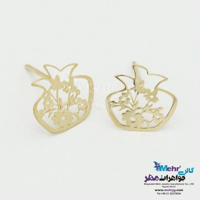 نمای دوم گوشواره طلا - طرح انار و گل