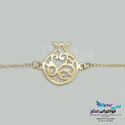 نمای دوم دستبند طلا - طرح انار و قو