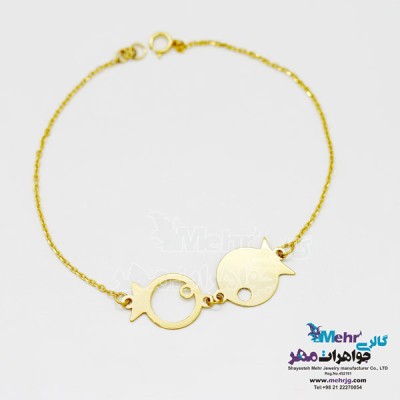 نمای دوم دستبند طلا - طرح ماهی و انار