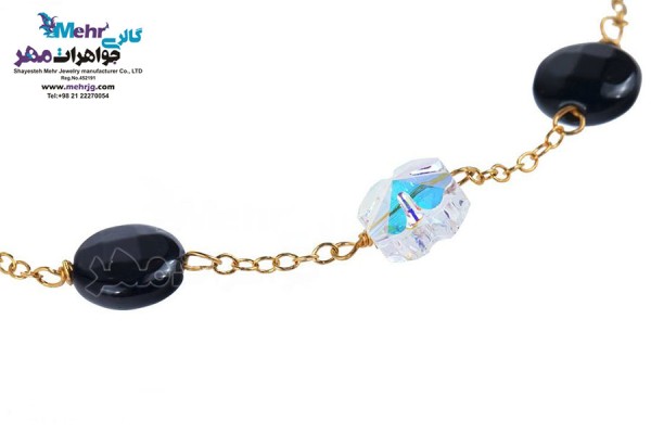 نمای دوم دستبند طلا و سنگ - سواروسکی گل