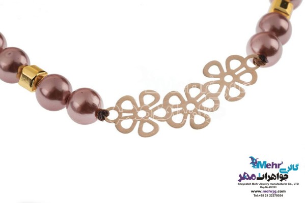 نمای دوم دستبند طلا و سنگ - طرح گل پریوش