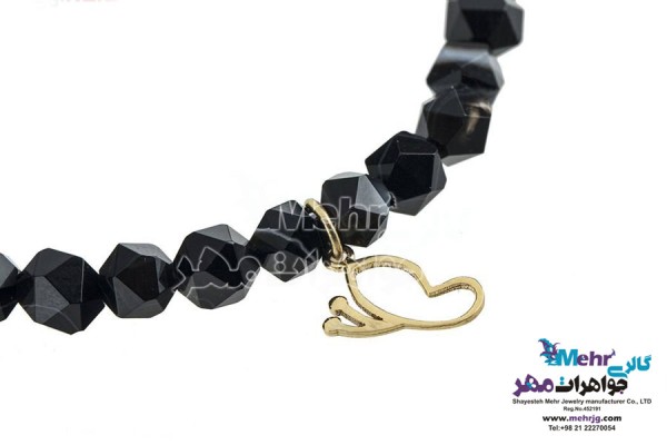 نمای دوم دستبند طلا و سنگ - طرح پروانه