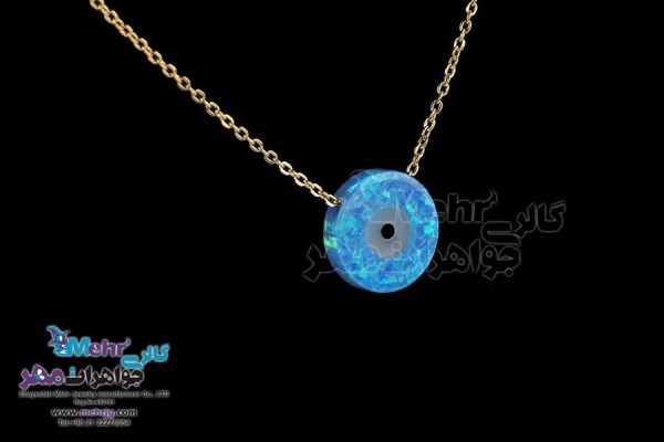 نمای دوم گردنبند طلا - طرح چشم‌نظر اوپالین