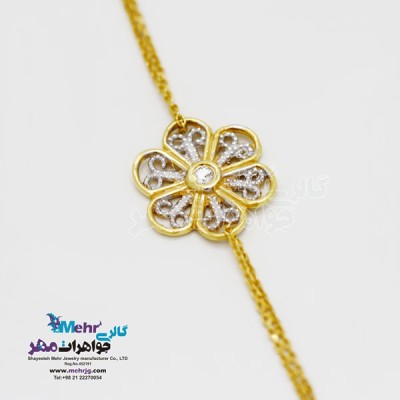 نمای دوم دستبند طلا - طرح گل یاسمن