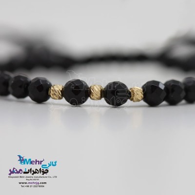 نمای دوم دستبند طلا و سنگ - طرح گوی تراش