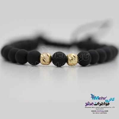 نمای دوم دستبند طلا و سنگ - طرح گوی تراش