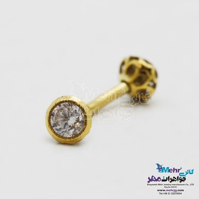 نمای دوم پیرسینگ طلا - طرح سنگ رنگی