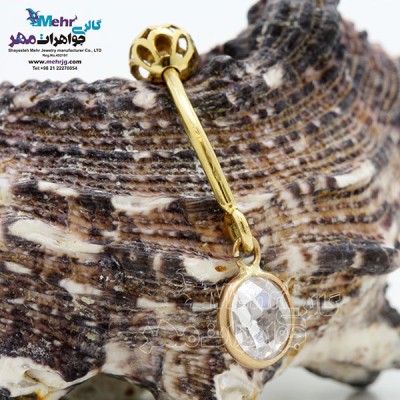 نمای دوم پیرسینگ طلا - طرح سنگ رنگی
