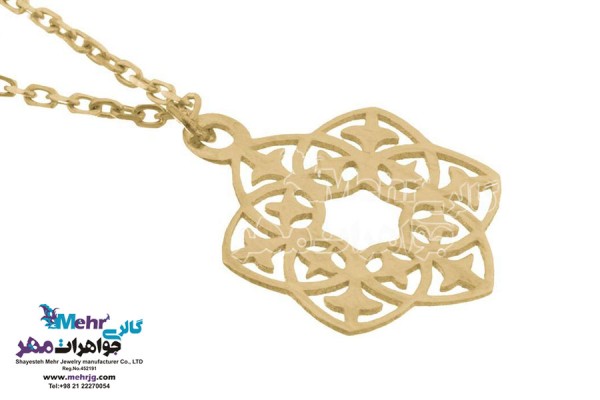 نمای دوم آویز ساعت طلا - طرح اسلیمی