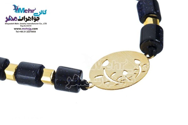 نمای دوم دستبند طلا و سنگ - طرح خوشه‌ گندم
