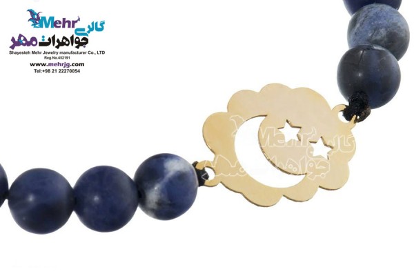 نمای دوم دستبند طلا و سنگ - طرح ماه و ستاره