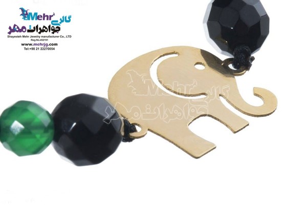 نمای دوم دستبند طلا و سنگ - طرح فیل