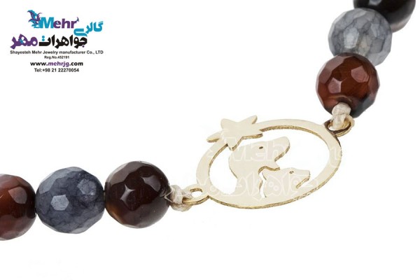 نمای دوم دستبند طلا و سنگ - طرح سگ و گربه