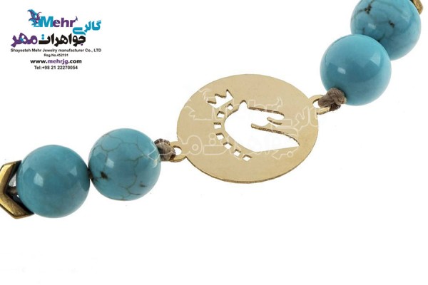 نمای دوم دستبند طلا و سنگ - طرح اسب