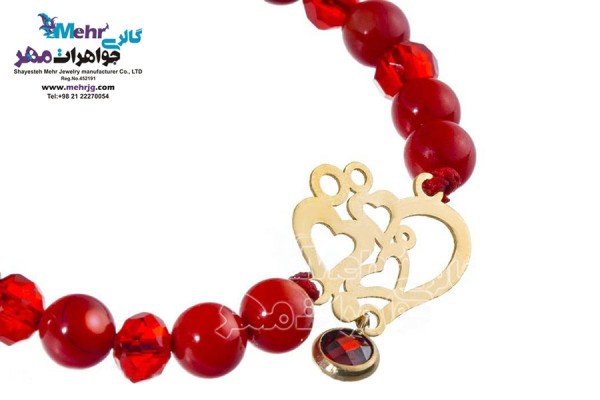 نمای دوم دستبند طلا و سنگ - طرح قلب