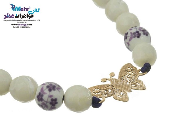 نمای دوم دستبند طلا و سنگ - طرح پروانه