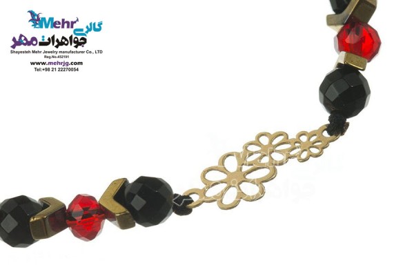 نمای دوم دستبند طلا و سنگ - طرح گل