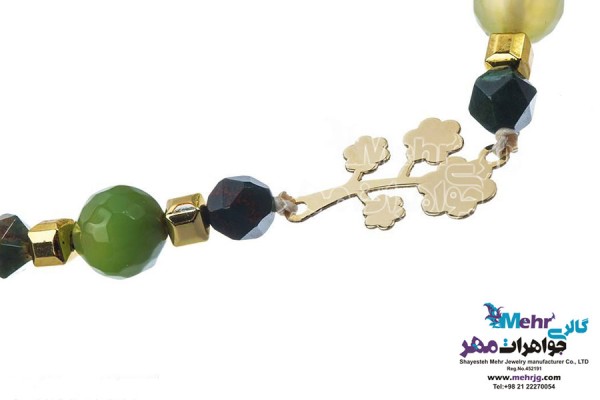 نمای دوم دستبند طلا و سنگ - طرح درخت