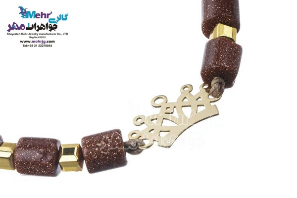 نمای دوم دستبند طلا و سنگ - طرح تاج
