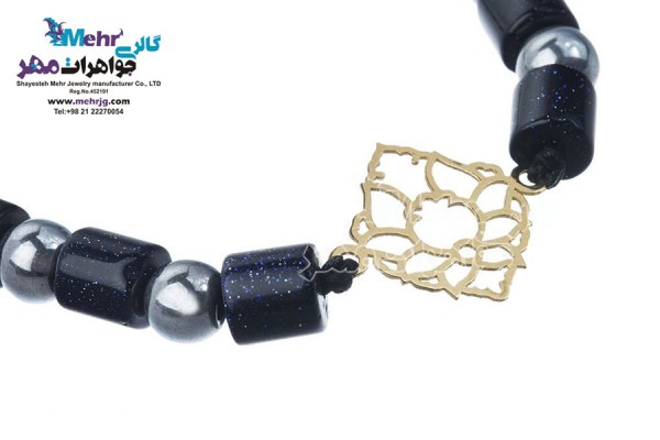 نمای دوم دستبند طلا و سنگ - طرح گل شاه عباسی