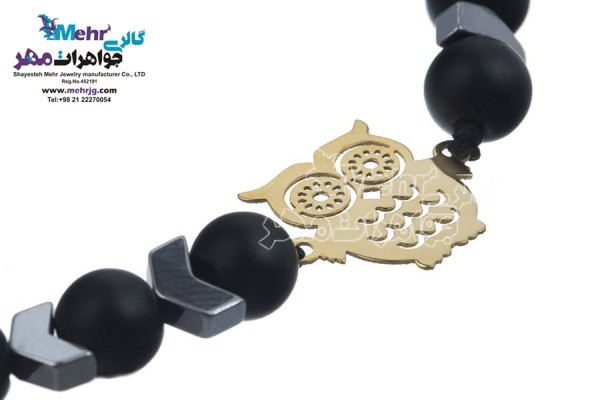 نمای دوم دستبند طلا و سنگ - طرح جغد