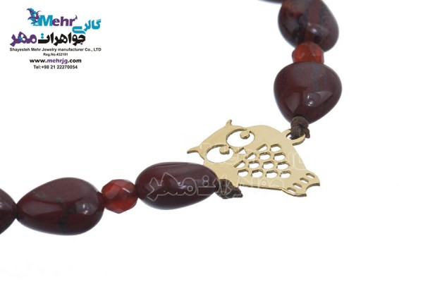 نمای دوم دستبند طلا و سنگ - طرح جغد