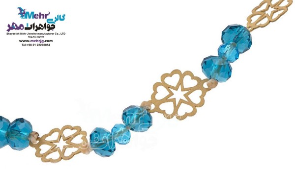 نمای دوم دستبند طلا و مهره - طرح قلب