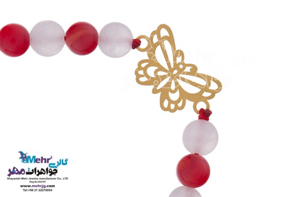 نمای دوم دستبند طلا و سنگ - طرح پروانه