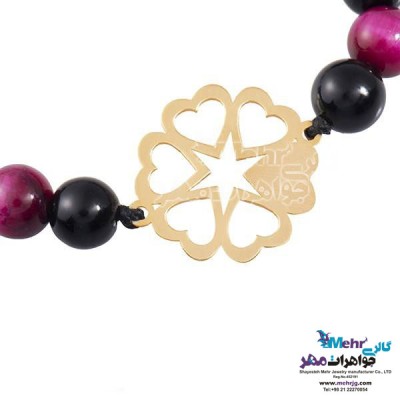 نمای دوم دستبند طلا و سنگ - طرح گل