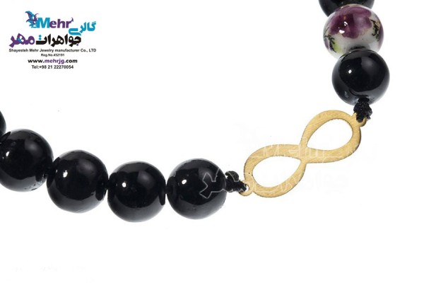 نمای دوم دستبند طلا و سنگ - طرح بینهایت