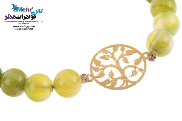 نمای دوم دستبند طلا و سنگ - طرح درخت