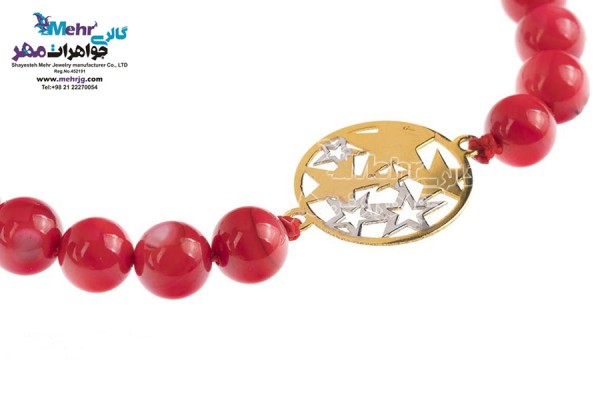 نمای دوم دستبند طلا و سنگ - طرح ستاره
