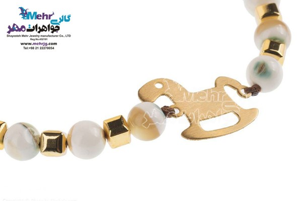 نمای دوم دستبند طلا و سنگ - طرح اسب