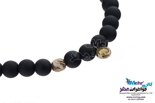 نمای دوم دستبند طلا و سنگ - طرح گوی تراش