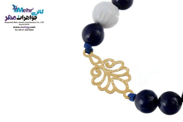 نمای دوم دستبند طلا و سنگ - طرح طاووس