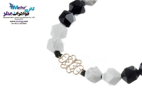 نمای دوم دستبند طلا و سنگ - طرح پروانه