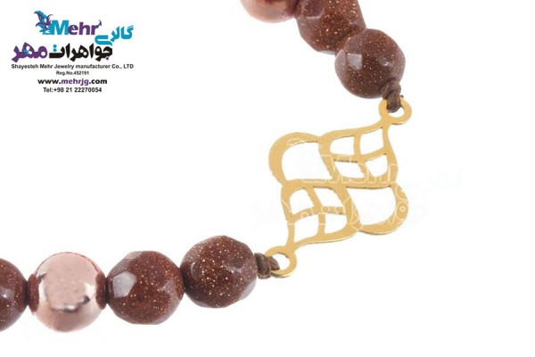 نمای دوم دستبند طلا و سنگ - طرح اسلیمی
