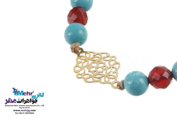 نمای دوم دستبند طلا و سنگ - طرح اسلیمی