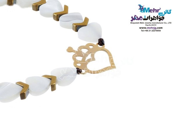 نمای دوم دستبند طلا و سنگ - طرح تاج و قلب