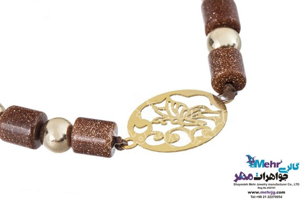 نمای دوم دستبند طلا و سنگ - طرح پروانه