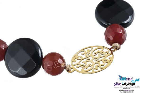 نمای دوم دستبند طلا و سنگ - طرح اسلیمی