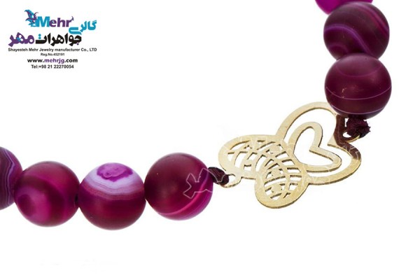 نمای دوم دستبند طلا و سنگ - طرح پروانه