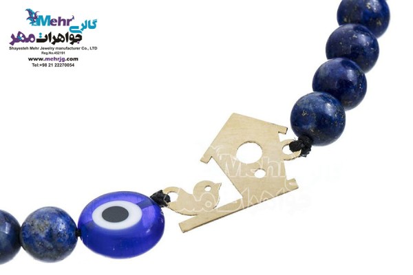 نمای دوم دستبند طلا و سنگ - طرح لانه و پرنده