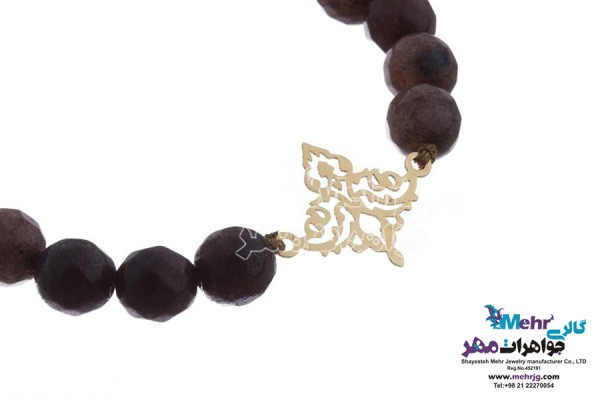 نمای دوم دستبند طلا و سنگ - طرح اسلیمی