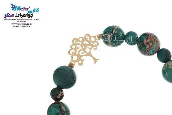 نمای دوم دستبند طلا و سنگ - طرح درخت