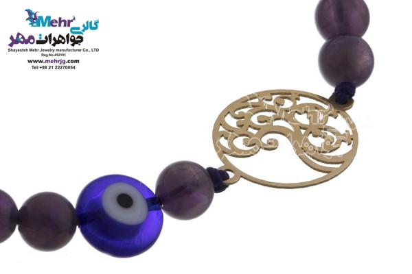 نمای دوم دستبند طلا و سنگ - طرح سیمرغ